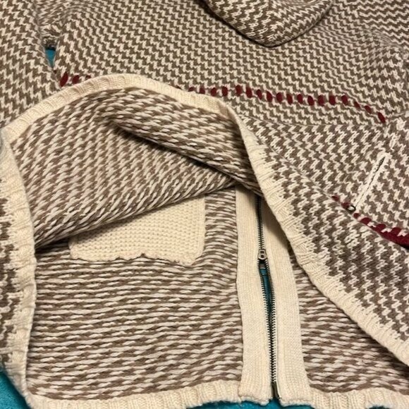 80% Lambswool  Hooded Cardigan Jacket Women's L, w/ Belt &‎ Zip Closure - Picture 16 of 16